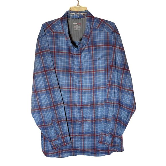 Swiss Tech + Mens Outdoor Hiking Casual Long or Short Sleeve Snap Shirt 3XL BLUE - Picture 2 of 6